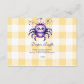 Paarse Gingham Halloween Diapper Raffle Informatiekaartje (Voorkant)