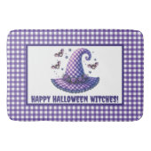 Paarse Gingham Halloween Heksenhoed Welkom Badmat (Voorkant)