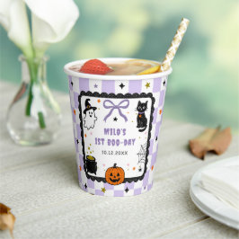 Paarse Gingham Halloween Verjaardagsfeest Papieren Bekers