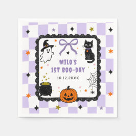 Paarse Gingham Halloween Verjaardagsfeest Servet