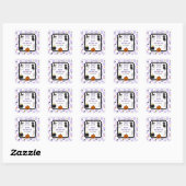 Paarse Gingham Halloween Verjaardagsfeest Vierkante Sticker (Vel)