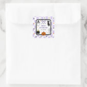 Paarse Gingham Halloween Verjaardagsfeest Vierkante Sticker (Tas)