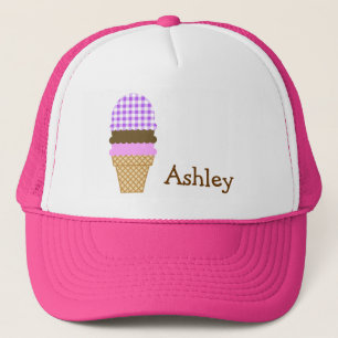 Paarse Gingham; Ice Cream Cone Trucker Pet