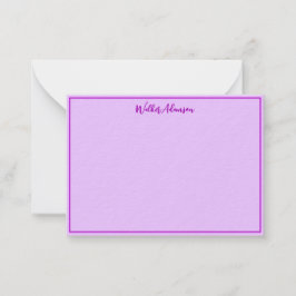 Paarse Gingham Karo Schotse Stof Naam Rand Notitiekaartje