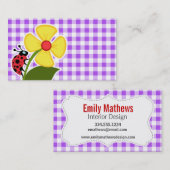 Paarse Gingham; Lieveheersbeestje Visitekaartje (Voorkant / Achterkant)