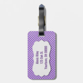 paarse gingham met afgeschuind label bagagelabel (Achterkant verticaal)