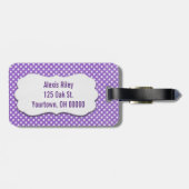 paarse gingham met afgeschuind label bagagelabel (Achterkant horizontaal)