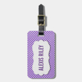 paarse gingham met afgeschuinde tag bagagelabel (Voorkant verticaal)
