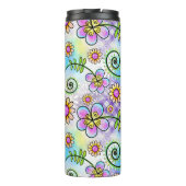 Paarse Gingham met handbediende bloemen en wijnsto Thermosbeker (Achterkant)