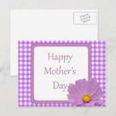 Paarse Gingham-Moederdag Briefkaart (Voorkant / Achterkant)
