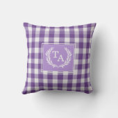 Paarse Gingham Monogram Wapenschild Kussen (Achterkant)