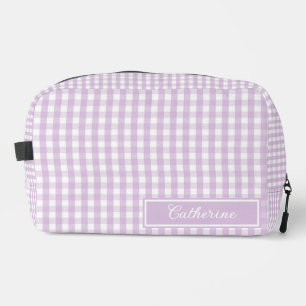 Paarse Gingham Mooie Geruite Cosmetische Zak Toilettasje