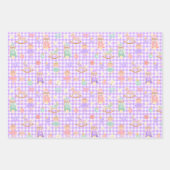 Paarse Gingham Notenkraker Verjaardag Inpakpapier Vel (Voorkant)