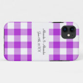Paarse gingham patroon bruiloft gunsten Case-Mate iPhone case (Achterkant (horizontaal))