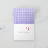 Paarse Gingham Pawprint Heart voor verlies van kat Kaart (Binnen)