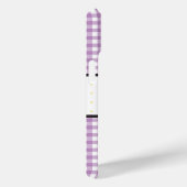 Paarse Gingham Plaid Floral Monogram Case-Mate iPhone Case (Achterkant / Rechts)