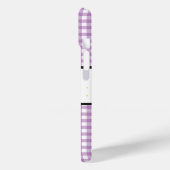 Paarse Gingham Plaid Floral Monogram Case-Mate iPhone Case (Achterkant / Links)