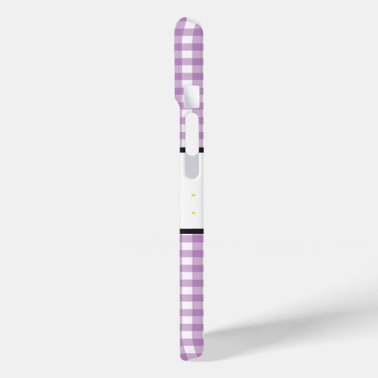 Paarse Gingham Plaid Floral Monogram Case-Mate iPhone Case (Achterkant / Links)