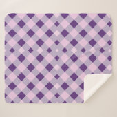 Paarse gingham plaid Sherpa Blanket Deken (Voorkant (horizontaal))