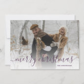 Paarse Gingham Pset-foto voor kerst Feestdagenkaart (Voorkant)