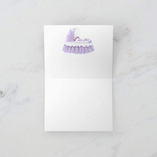 Paarse Gingham Ruffled Bassinet Blank Notecard Kaart (Binnen)