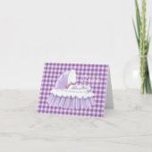 Paarse Gingham Ruffled Bassinet Blank Notecard Kaart (Voorkant)