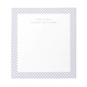 Paarse gingham, simpel gepersonaliseerd kinder notitieblok (Voorkant)