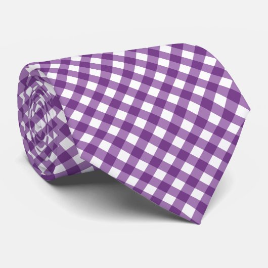 Paarse Gingham Stropdas (Opgerold)