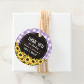 Paarse Gingham & Sunflower Baby-Q Shower Dank je Bedankjes Labels (In situ)
