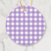 Paarse Gingham & Sunflower Baby-Q Shower Dank je Bedankjes Labels (Achterkant)