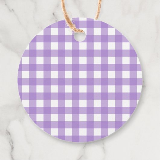 Paarse Gingham & Sunflower Baby-Q Shower Dank je Bedankjes Labels (Achterkant)
