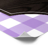 Paarse Gingham Sunflower Monogram Momosa Bar Poster (Hoek)