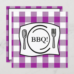 Paarse Gingham Tablecloth BBQ Kaart