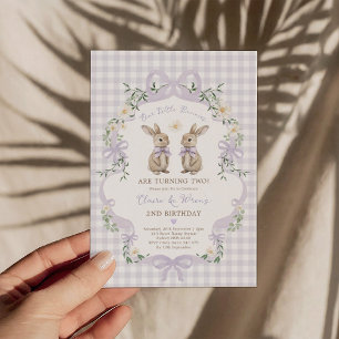 Paarse Gingham Tweeling Konijn Koninginnebal Verja Kaart