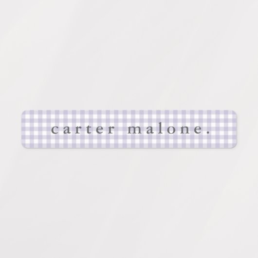 Paarse Gingham Waterdichte Naam Labels (Design 2)
