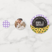 Paarse Gingham & Zonnebloemen Baby-Q Douche Confetti (Voorkanten)