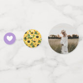 Paarse Gingham & Zonnebloemen Baby-Q Douche Confetti (Achterkanten)