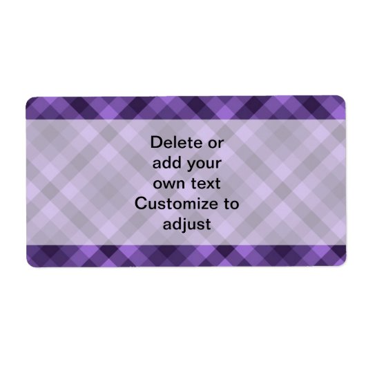 Paarse ginghampatroon etiket (Voorkant)