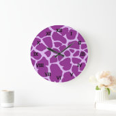 Paarse Giraffe Art Grote Klok (Huis)