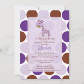 Paarse Giraffe Baby shower Kaart (Voorkant)