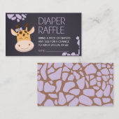Paarse Giraffe Luier Raffle Ticket Informatiekaartje (Voorkant / Achterkant)