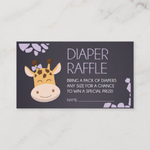 Paarse Giraffe Luier Raffle Ticket Informatiekaartje