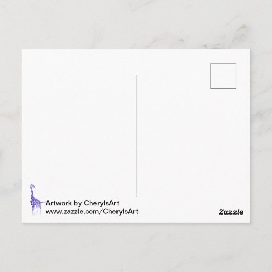Paarse Giraffe op lavender Hallo Briefkaarten (Achterkant)