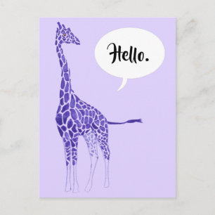 Paarse Giraffe op lavender Hallo Briefkaarten
