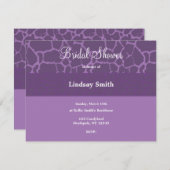 Paarse Giraffe Patroon Bridal Shower Invitation Kaart (Voorkant / Achterkant)
