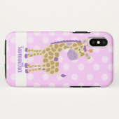 Paarse Giraffe Persoonlijke Mobiele Telefoon Hoes (Achterkant (horizontaal))