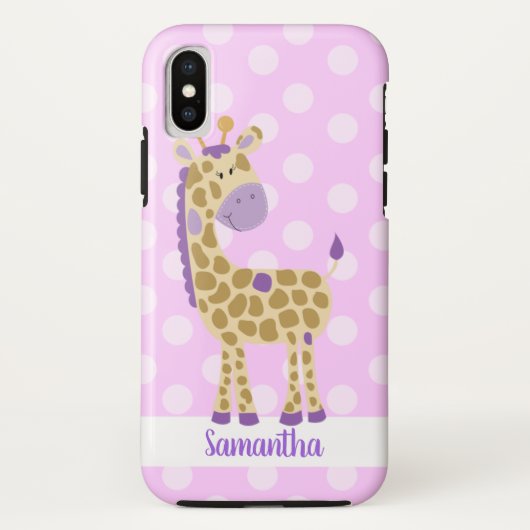 Paarse Giraffe Persoonlijke Mobiele Telefoon Hoes (Achterkant)