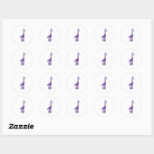 Paarse giraffe ronde sticker (Vel)