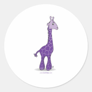 Paarse giraffe ronde sticker