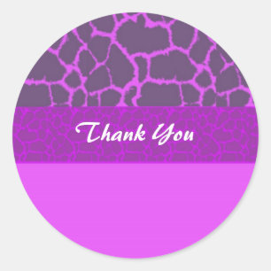 Paarse Giraffe Vachtpatroon Bedankt Ronde Sticker